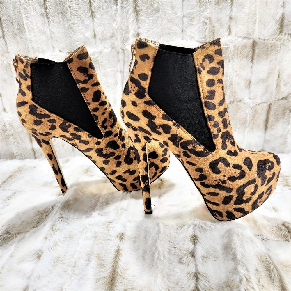 Luichiny Sexy Leopard 6" High Heels Platform Ankle Boots